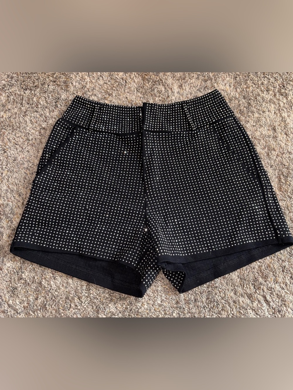 Kiwi Black Rhinestone High-Waist Women’s Shorts